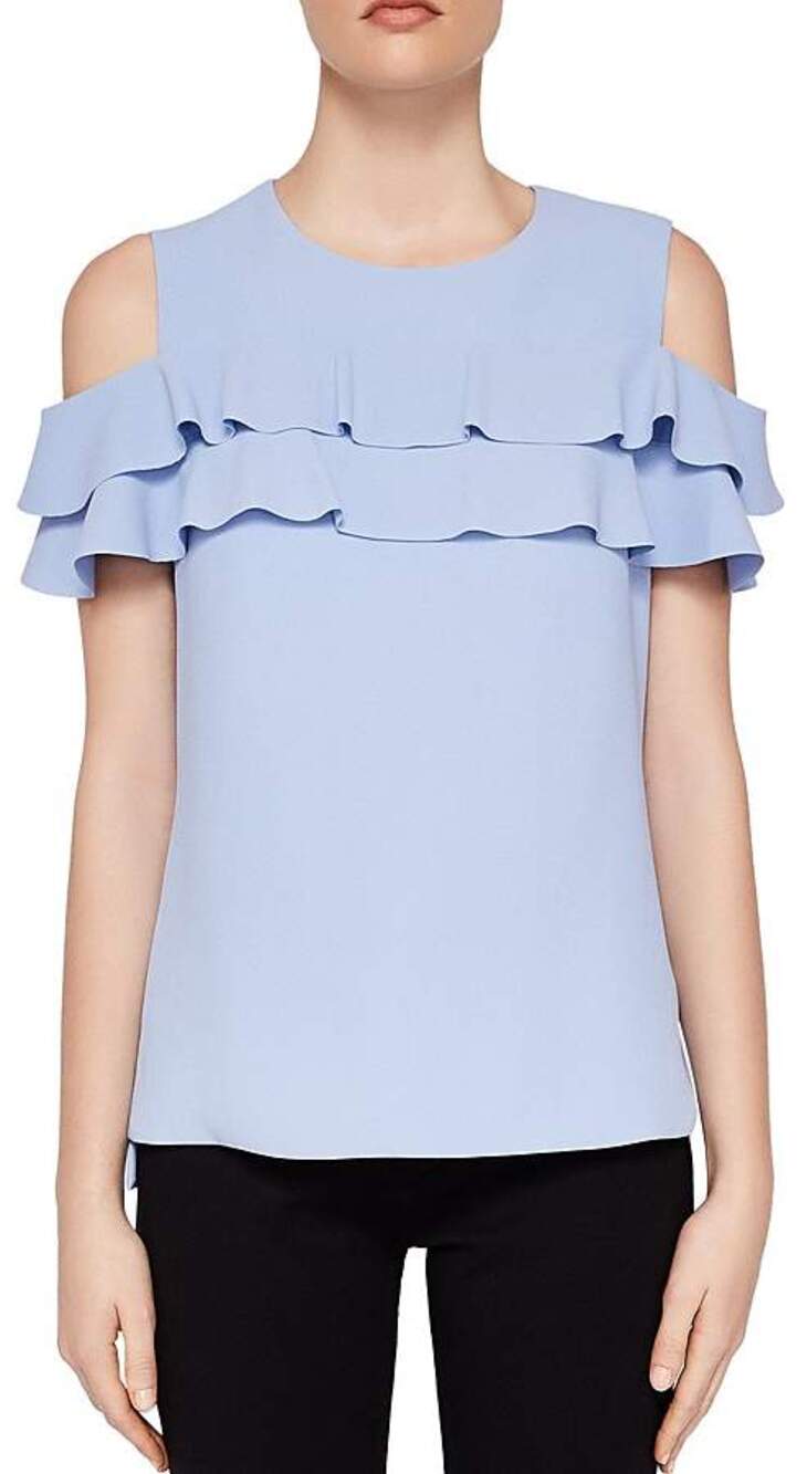Ted Baker Hopee Blue Cold Shoulder Ruffle Top